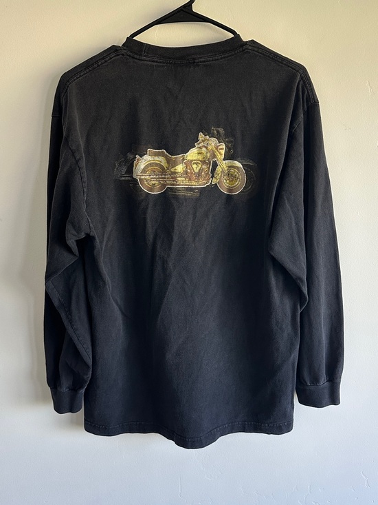 Vintage Yamaha Motorcycles Long Sleeve Graphic T Shirt USA Made Black - Medium